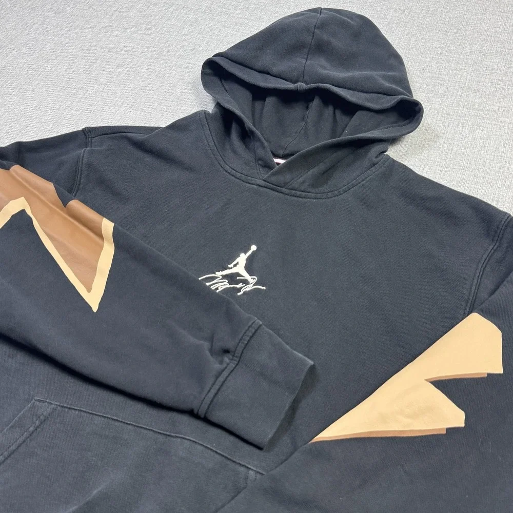 Nike Air‎ Jordan Hoodie Mens Small Black Pullover Hooded Pockets Graphic